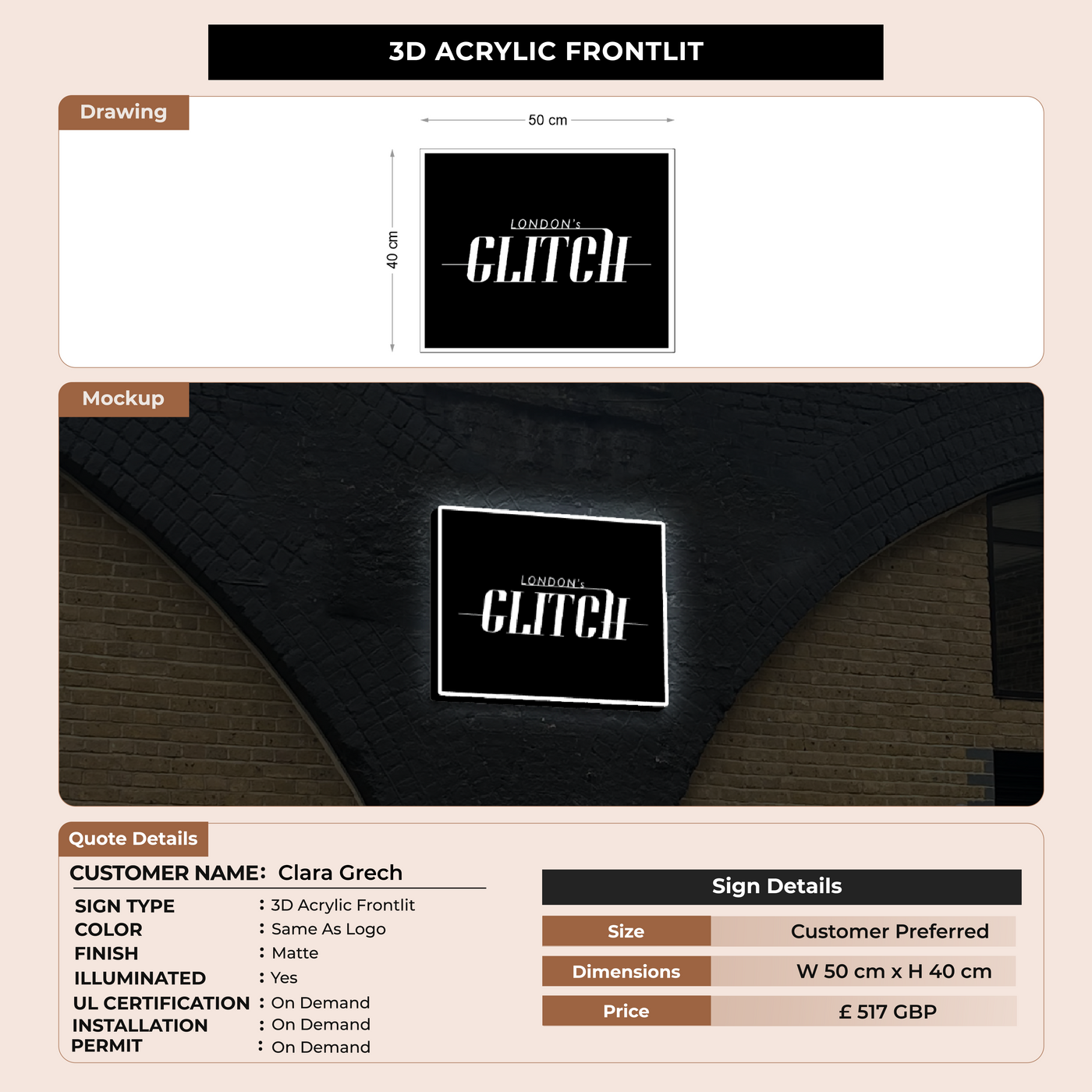 Custom Signs for Clara Grech