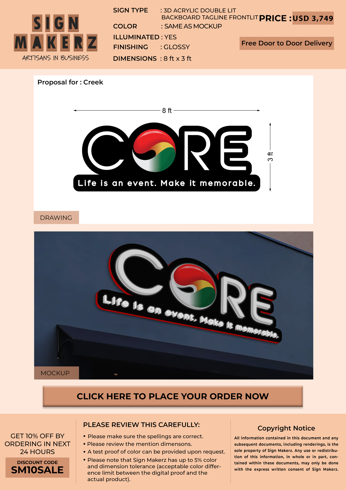 Business signage for Creek