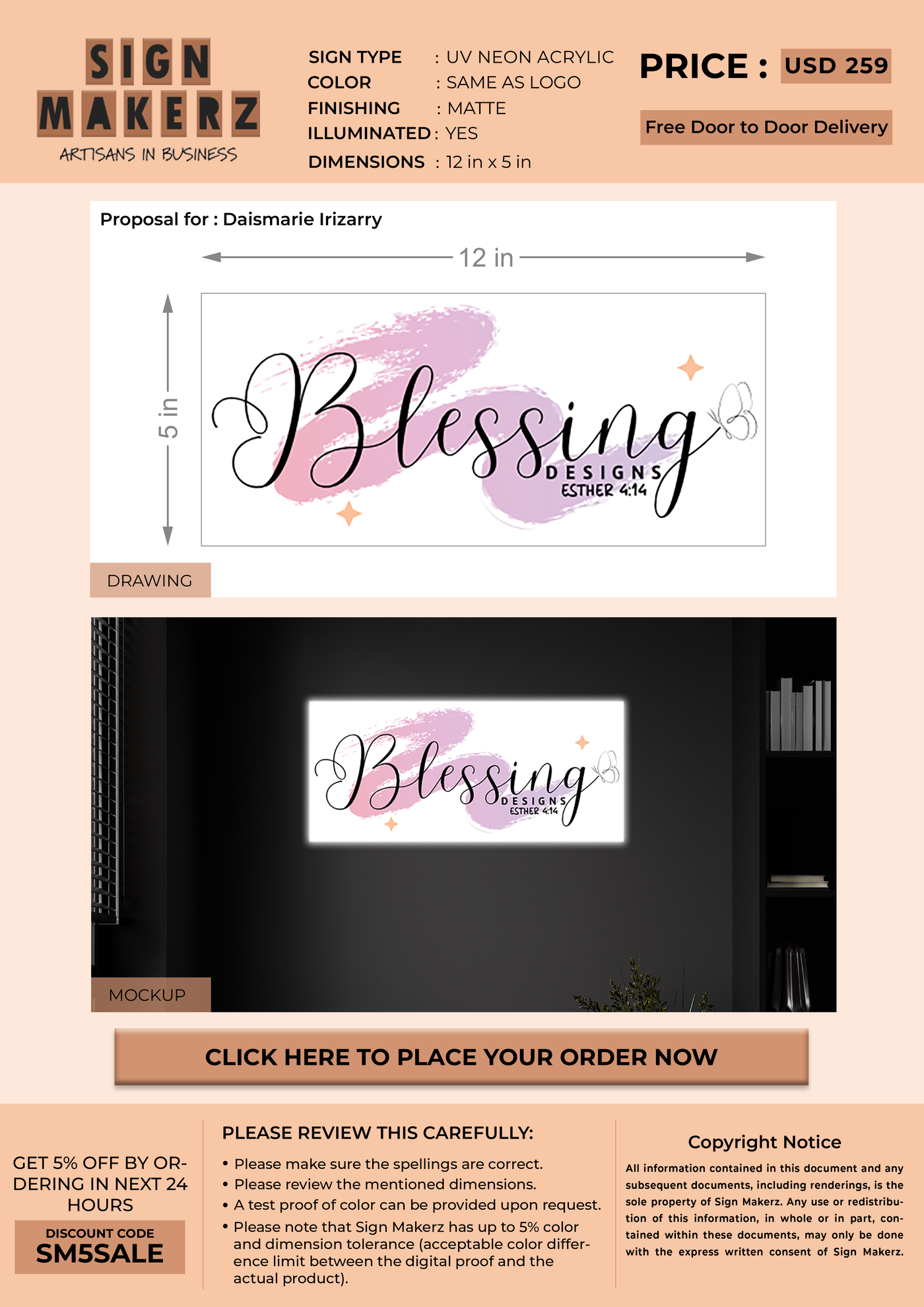 Neon Acrylic Sign for Daismarie Irizarry