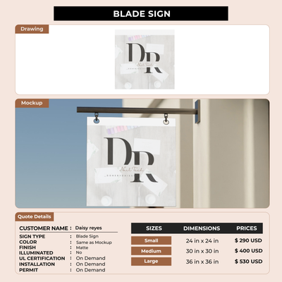 Business signage for Daisy reyes