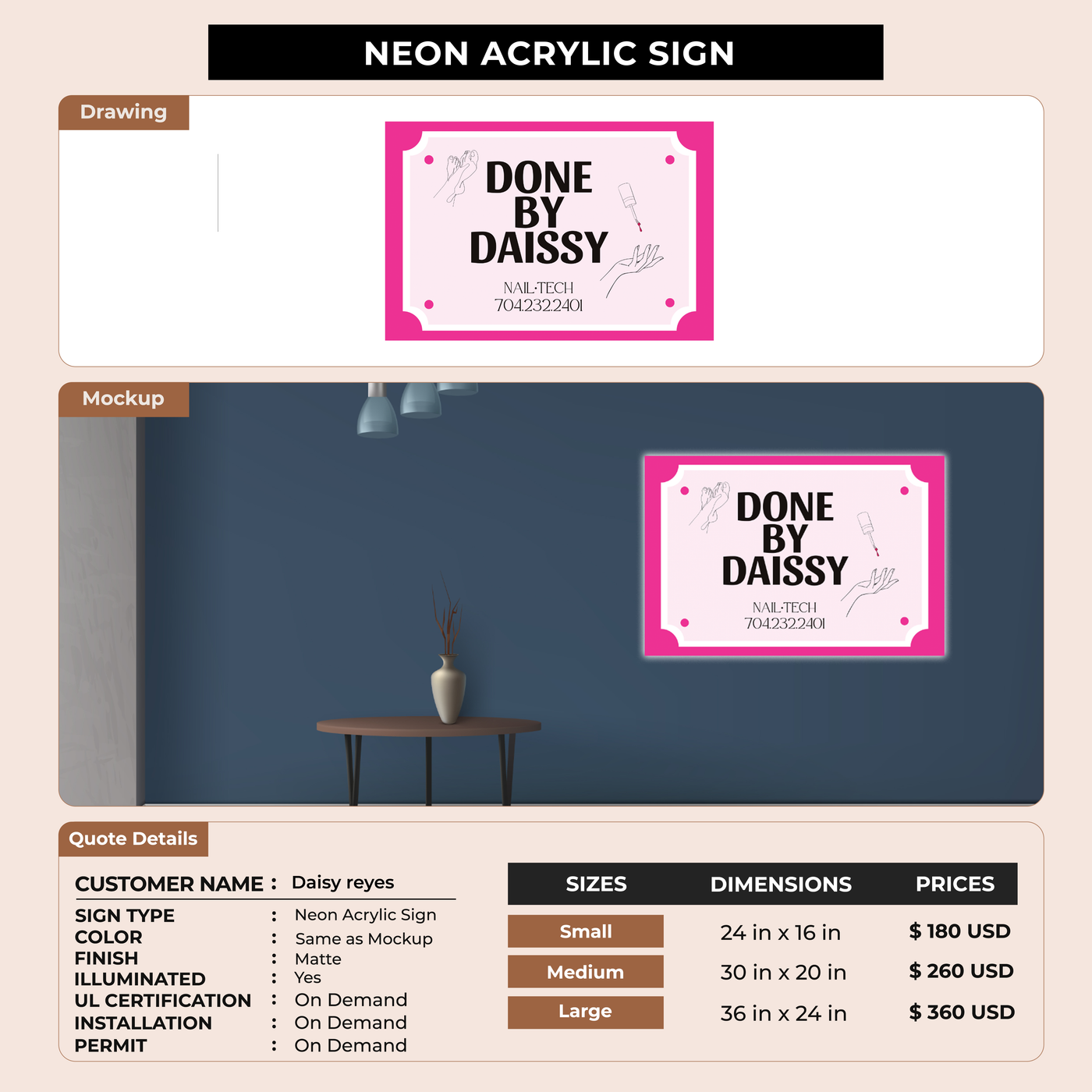 Business signage for Daisy reyes