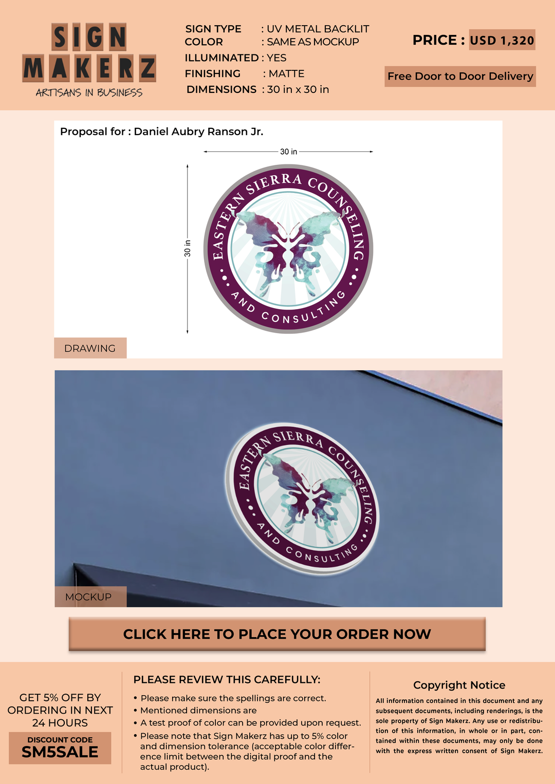 Business signage for Daniel Aubry Ranson Jr.