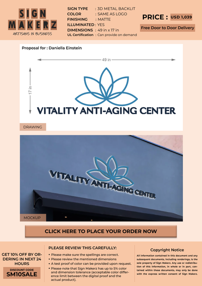 3D Metal Backlit sign for Daniella Einstein
