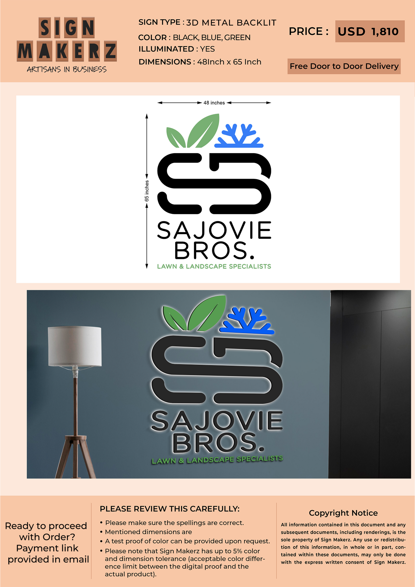 3D metal backlit for David Sajovie