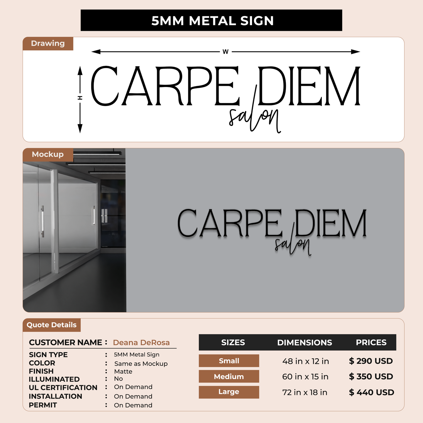 Business signage for Deana DeRosa