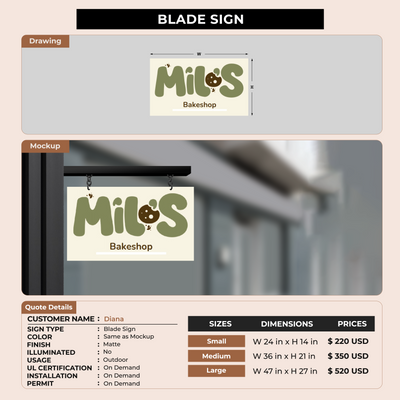 Blade Sign For Diana