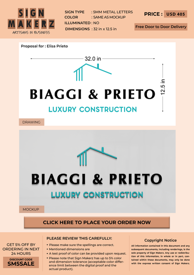 Business signage for Elisa Prieto