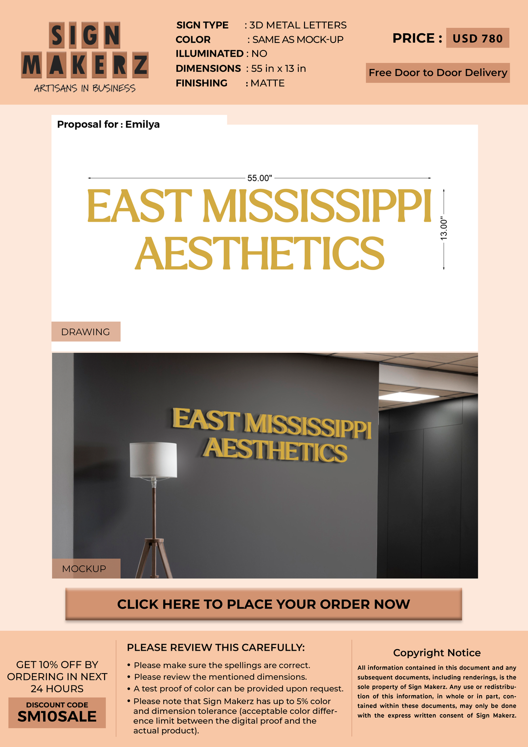 Business signage for emily