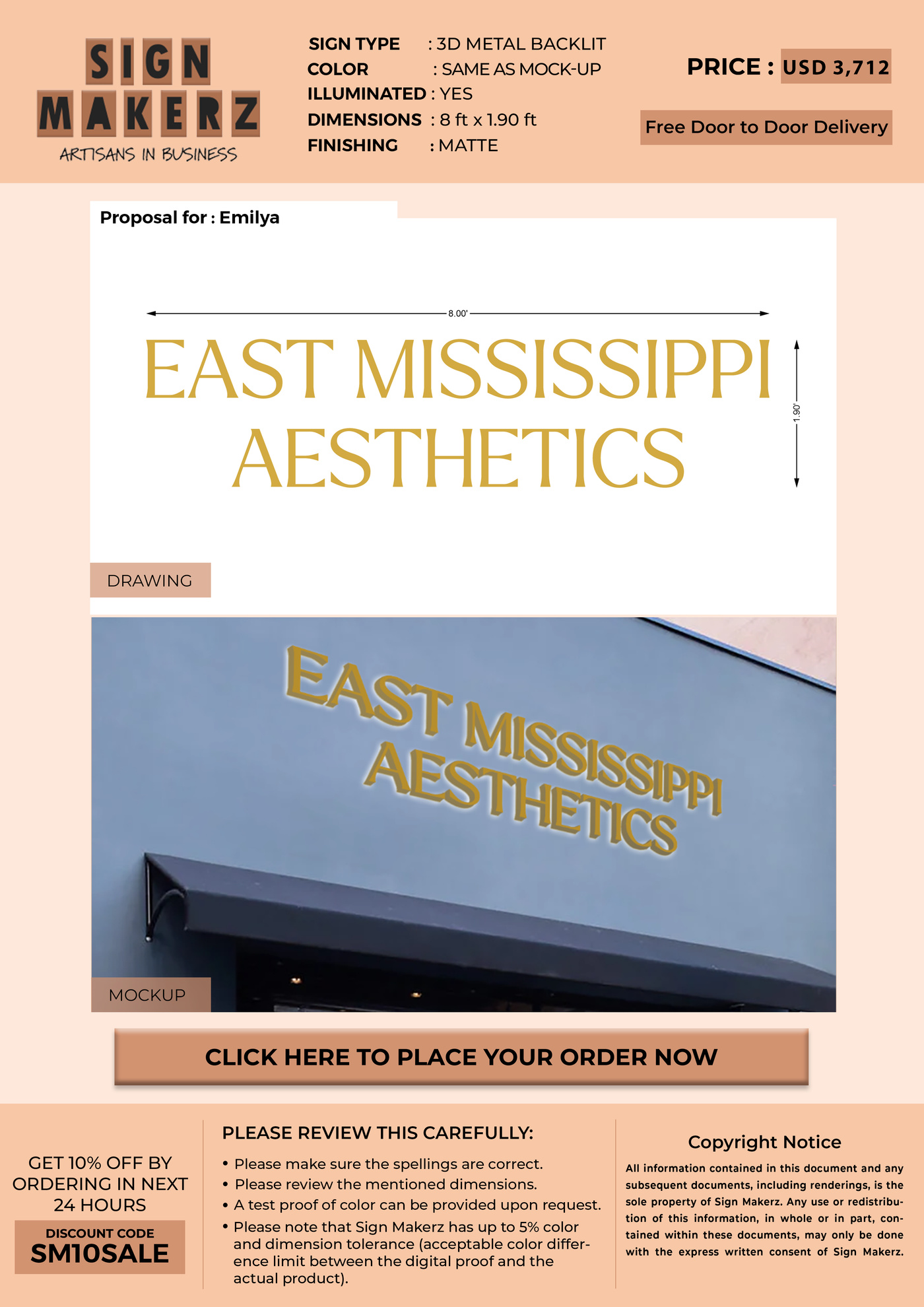 Business signage for emily
