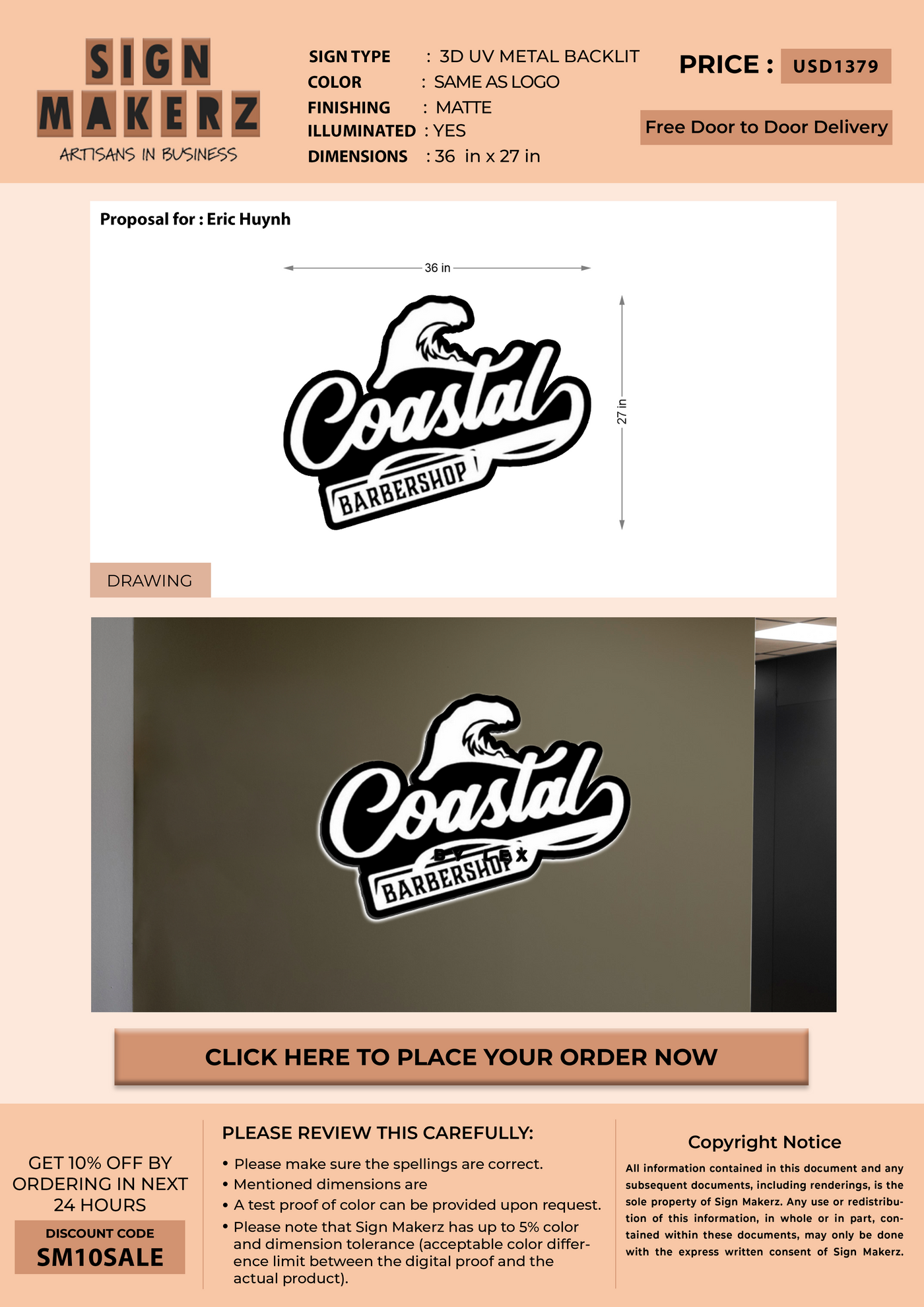 3D UV Metal Backlit sign for Eric Huynh