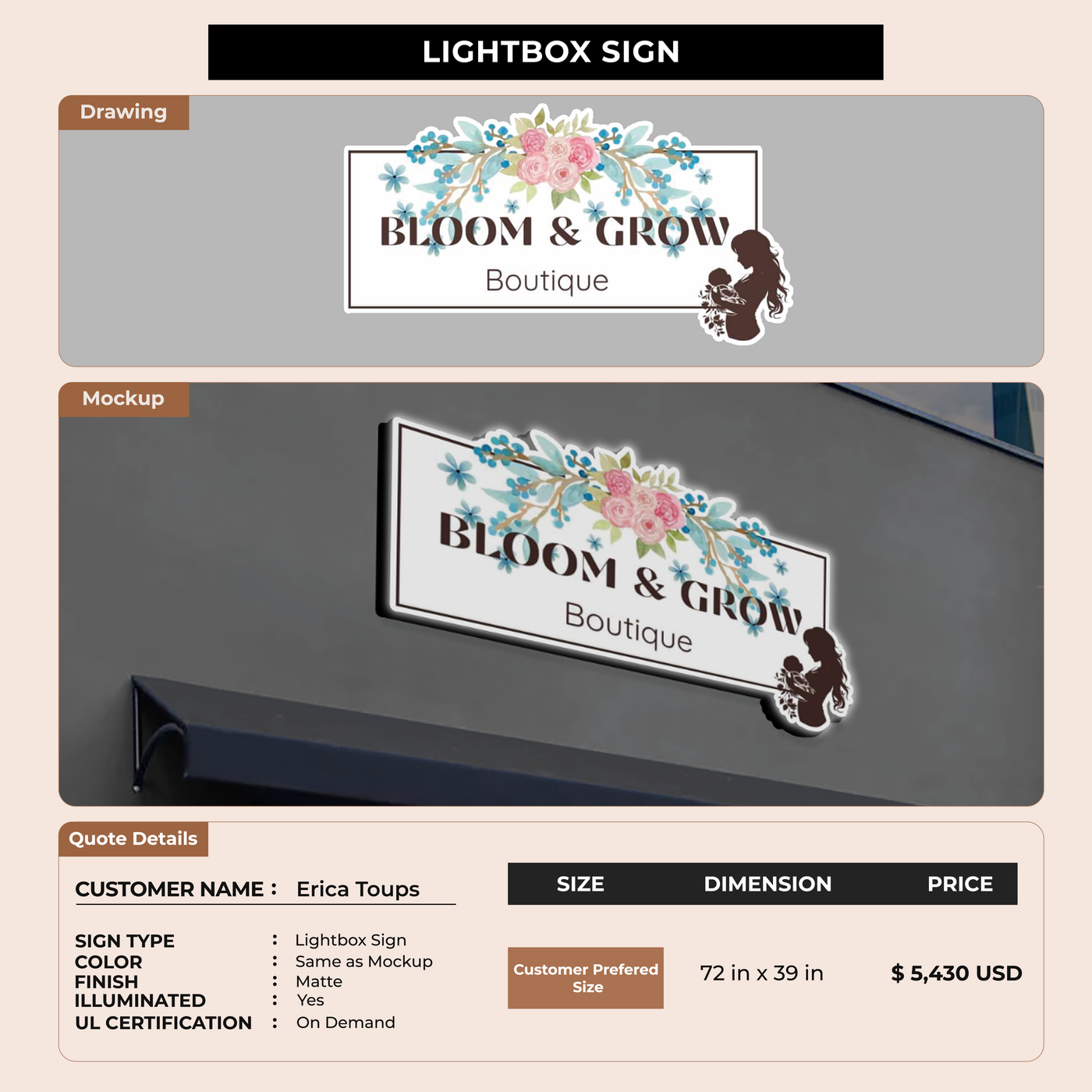Business signage for Erica Toups