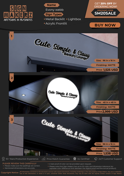 Business Signs for Evony webb