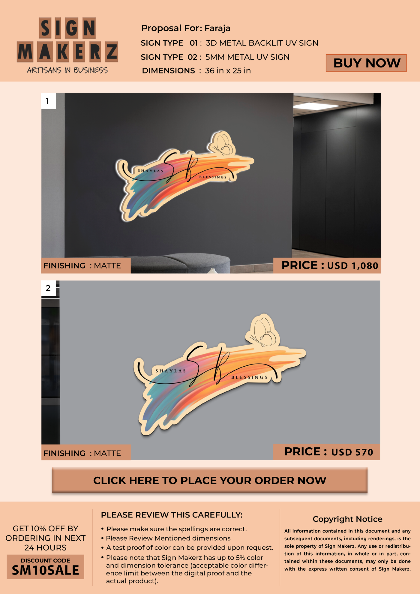 Business signage for Faraja