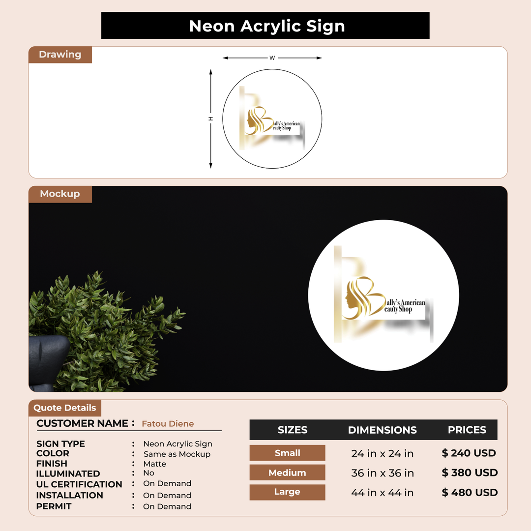 Acrylic Sign for Fatou Diene