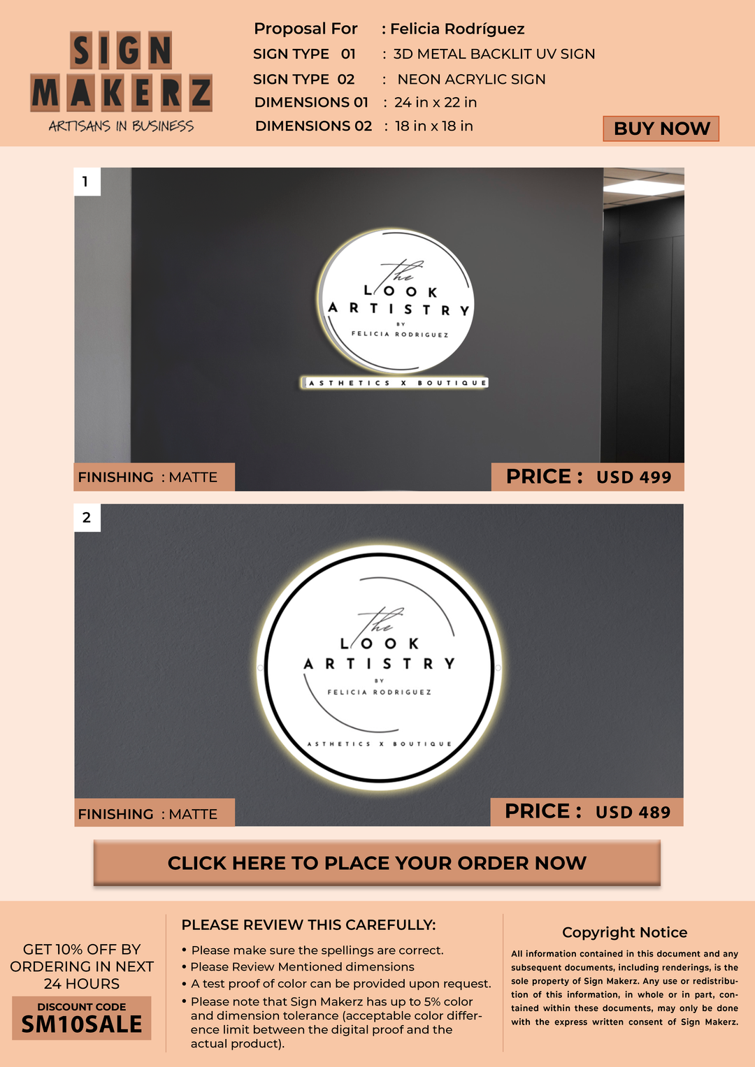 Business signage for Felicia Rodríguez