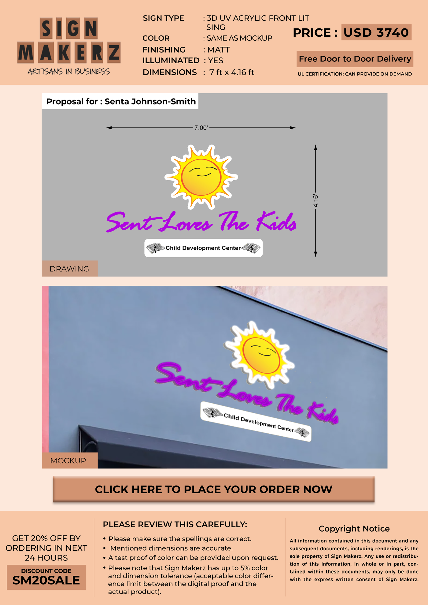 Custom Signs For Senta Johnson-Smith