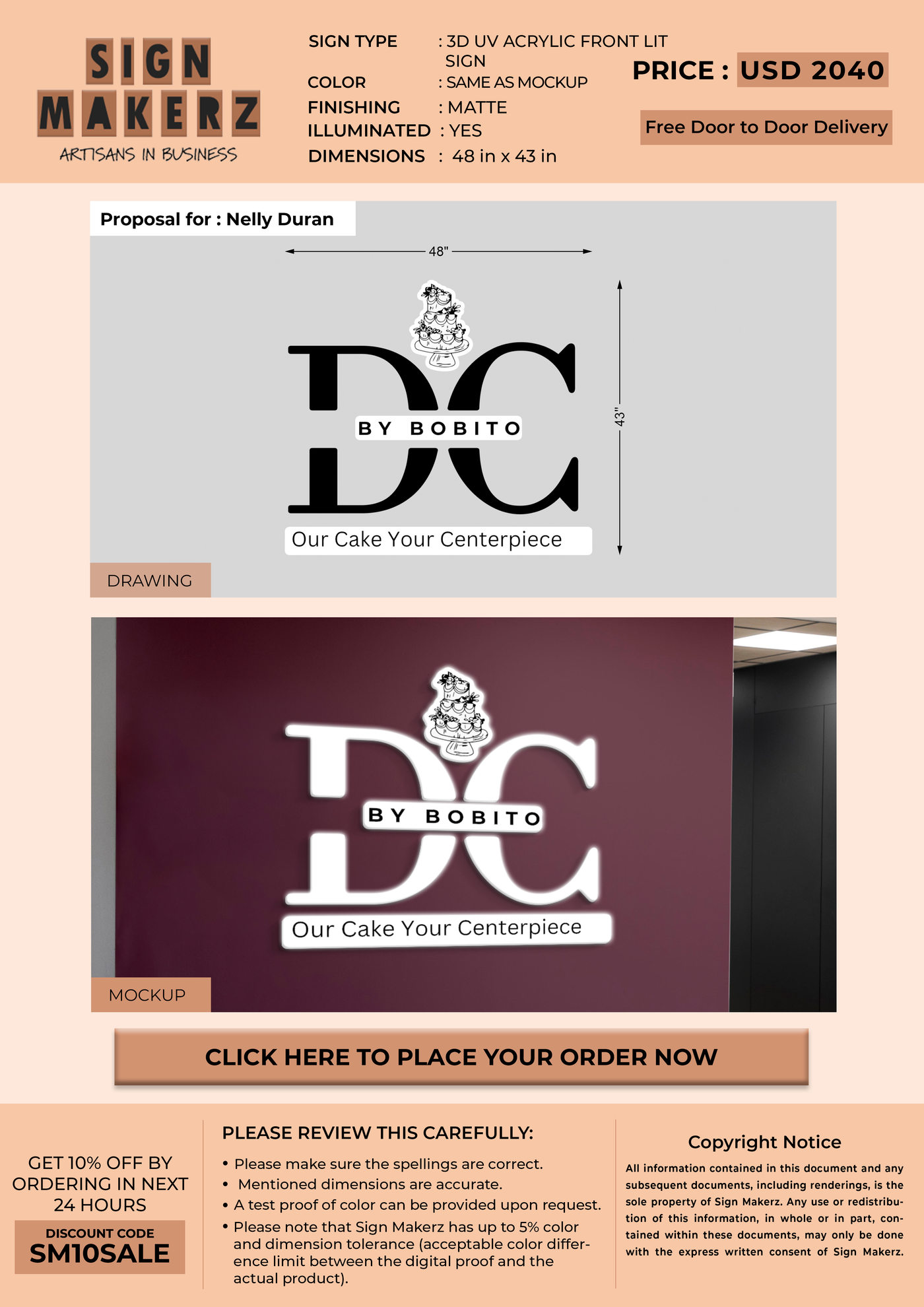 3D UV Acrylic Front-lit Sign For Nelly Duran