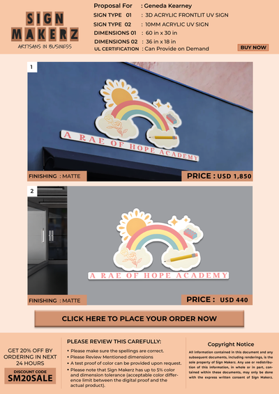 Business signage for Geneda Kearney