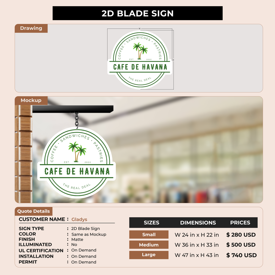 2D Blade Sign For Gladys