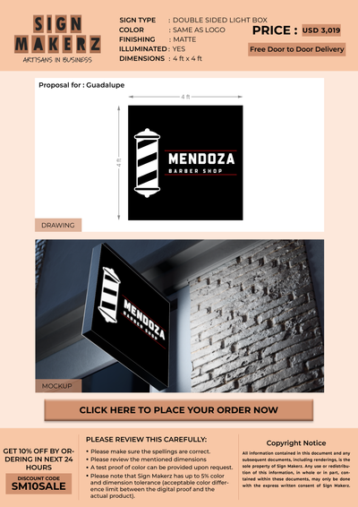 Double Sided Lightbox Sign for Guadalupe