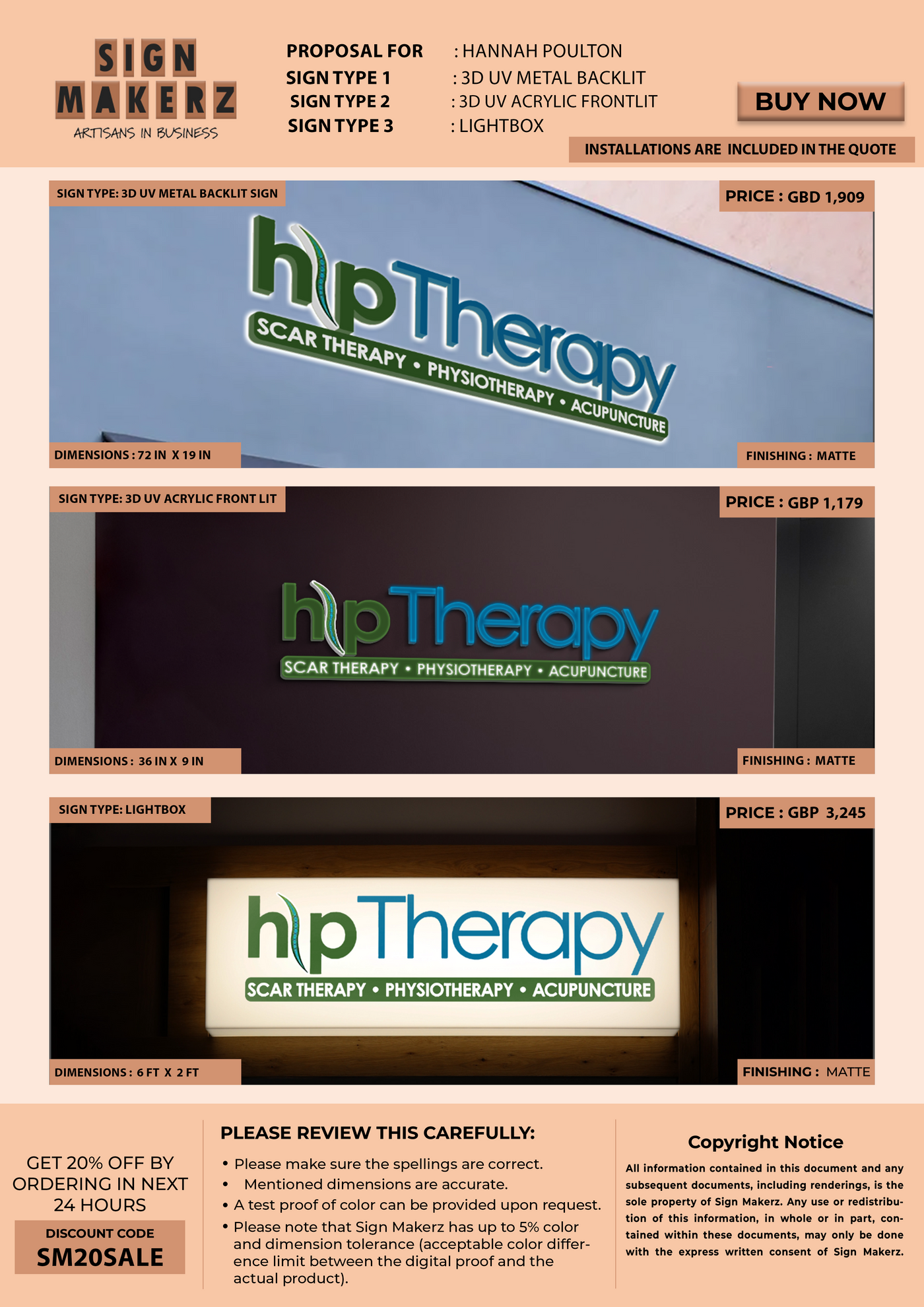Custom Signs For Hannah Poulton