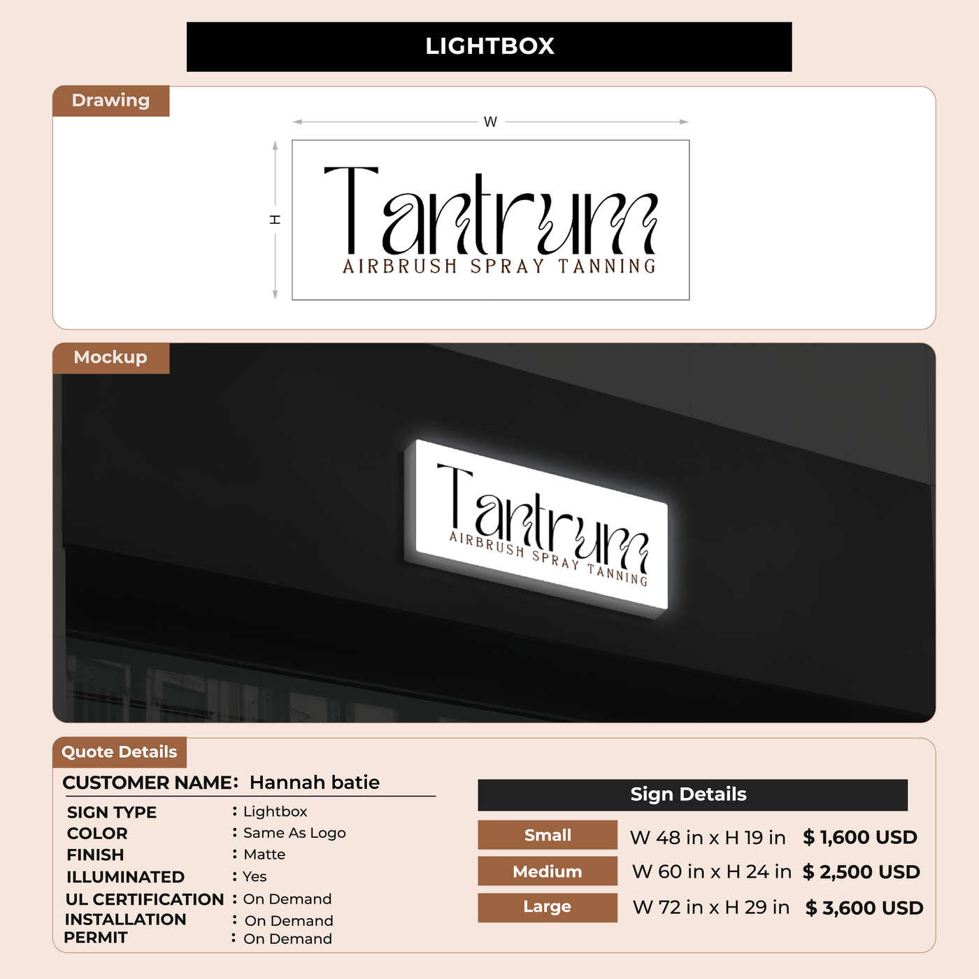 Lightbox Sign for Hannah batie