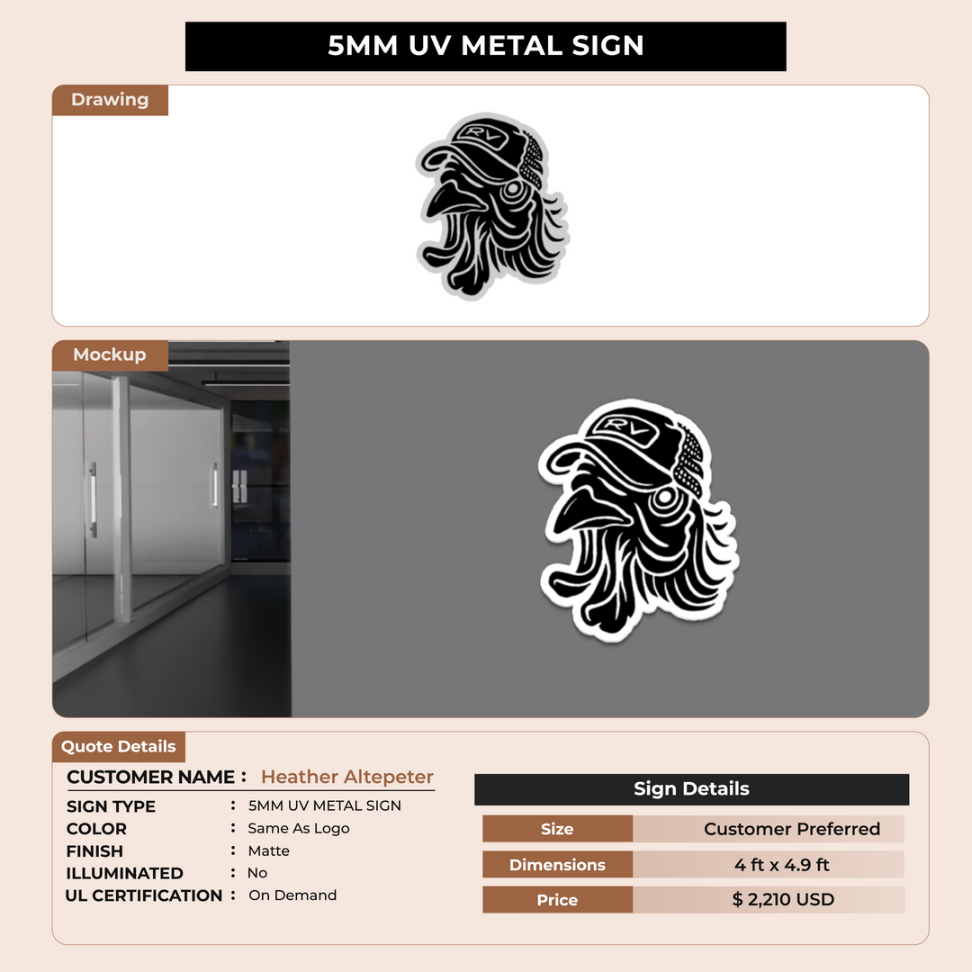 5MM UV Metal Sign for Heather Altepeter