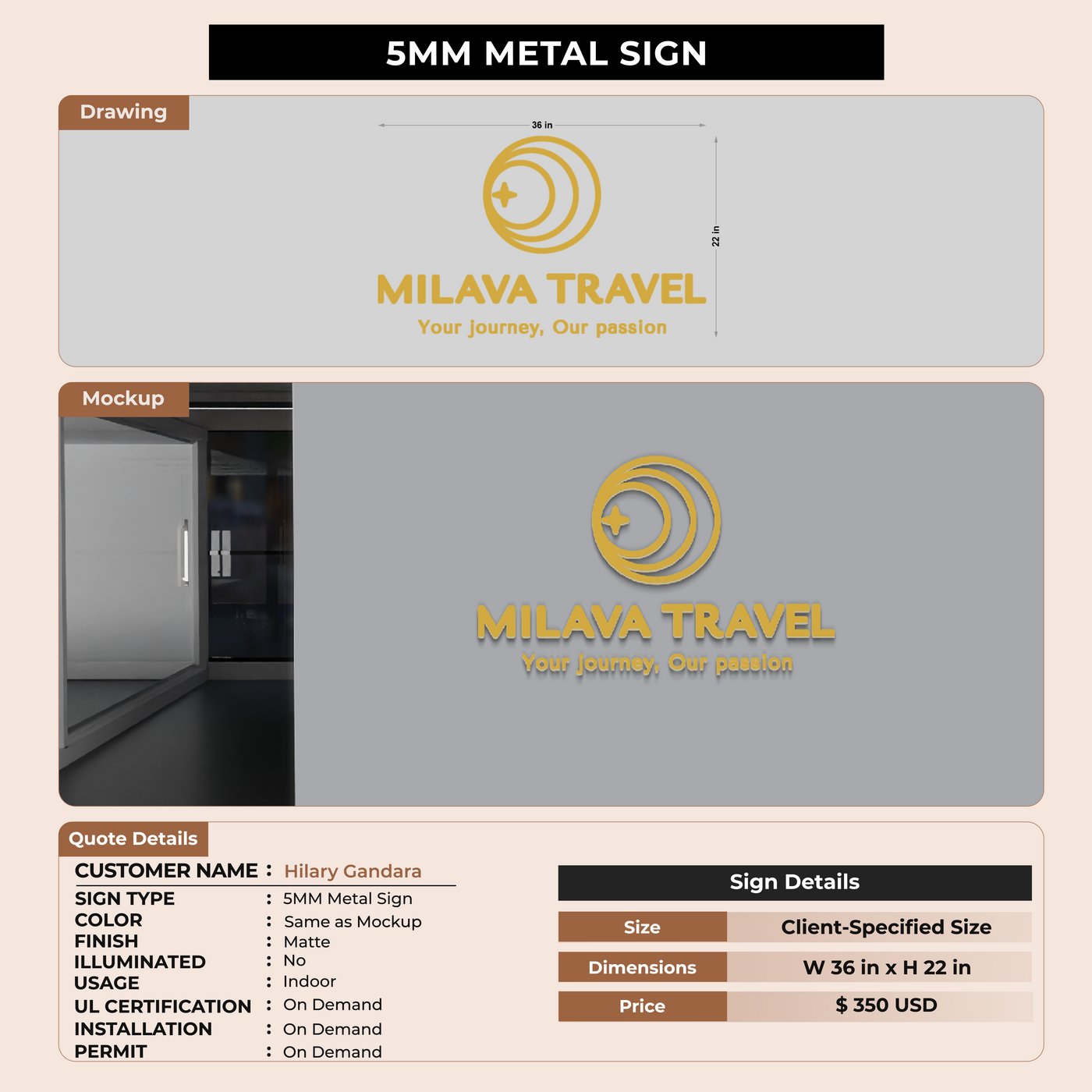 5mm Metal Sign For Hilary Gandara