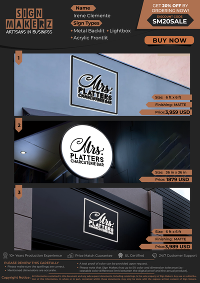 Business Signs Foe Irene Clemente