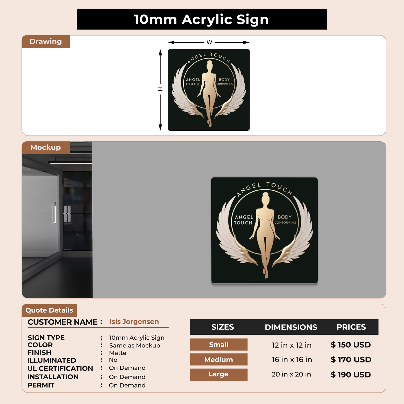 10mm acrylic sign for Isis Jorgensen