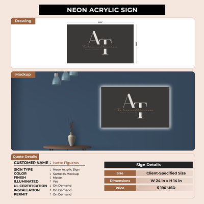 Neon Acrylic Sign for Ivette Figueras