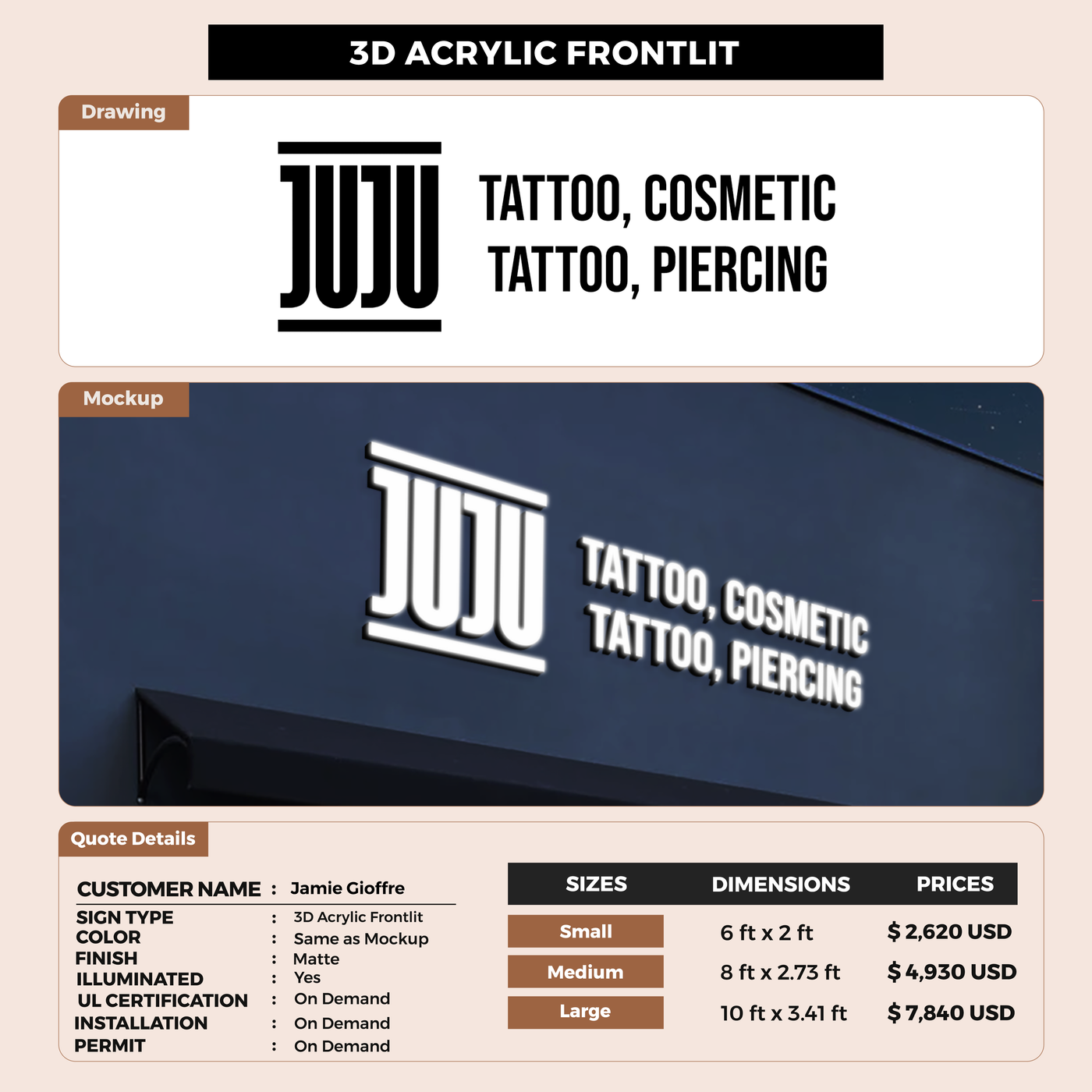 Business Signage for Jamie Gioffre