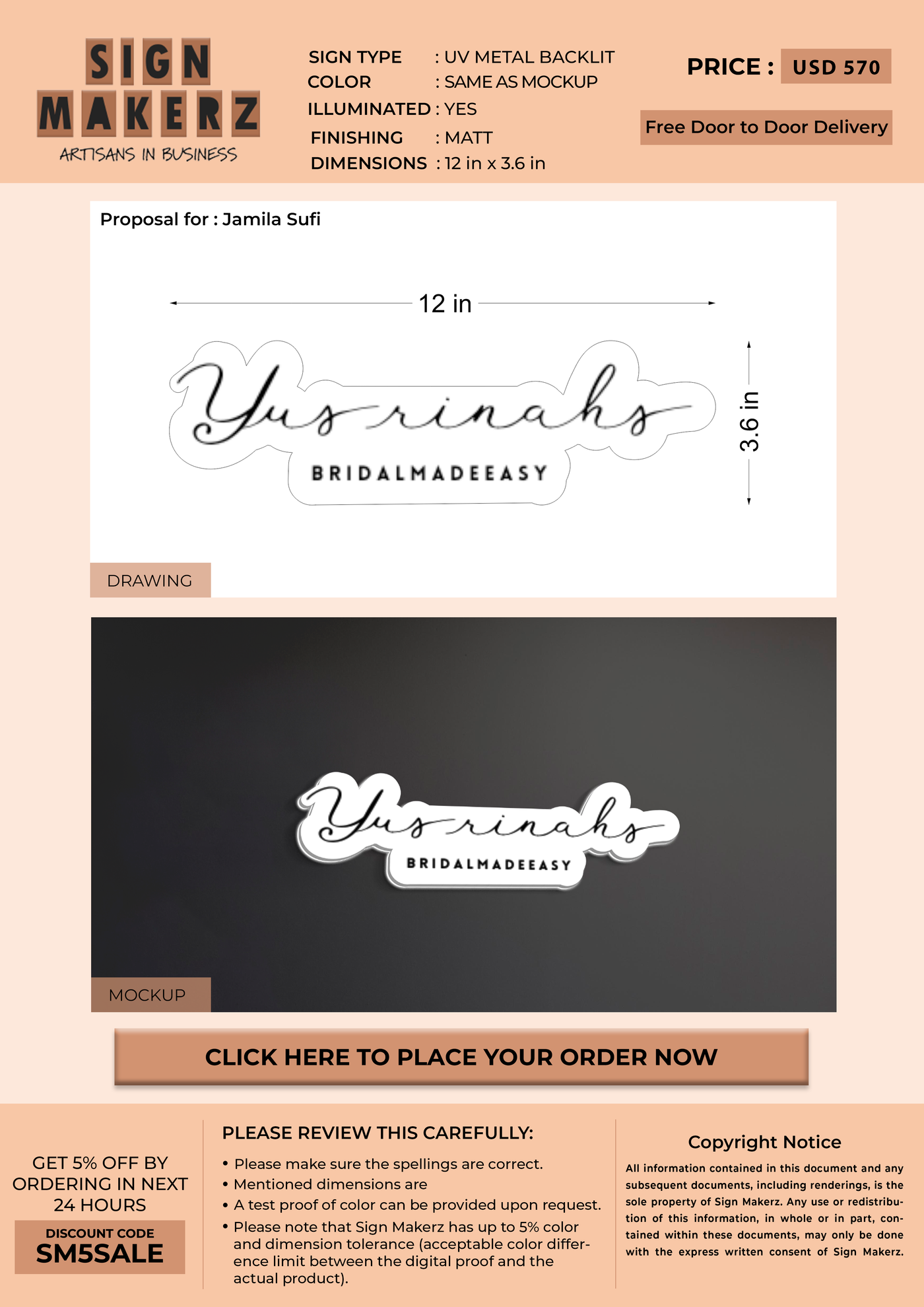 Business signage for Jamila Sufi