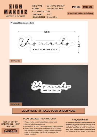 Business signage for Jamila Sufi