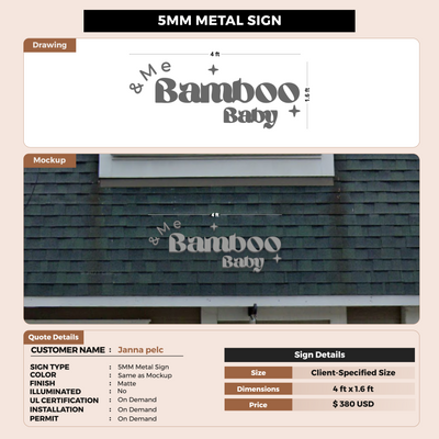 5mm metal sign for Janna pelc