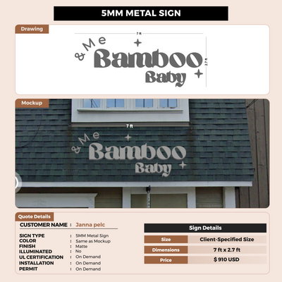 5mm metal sign for Janna pelc