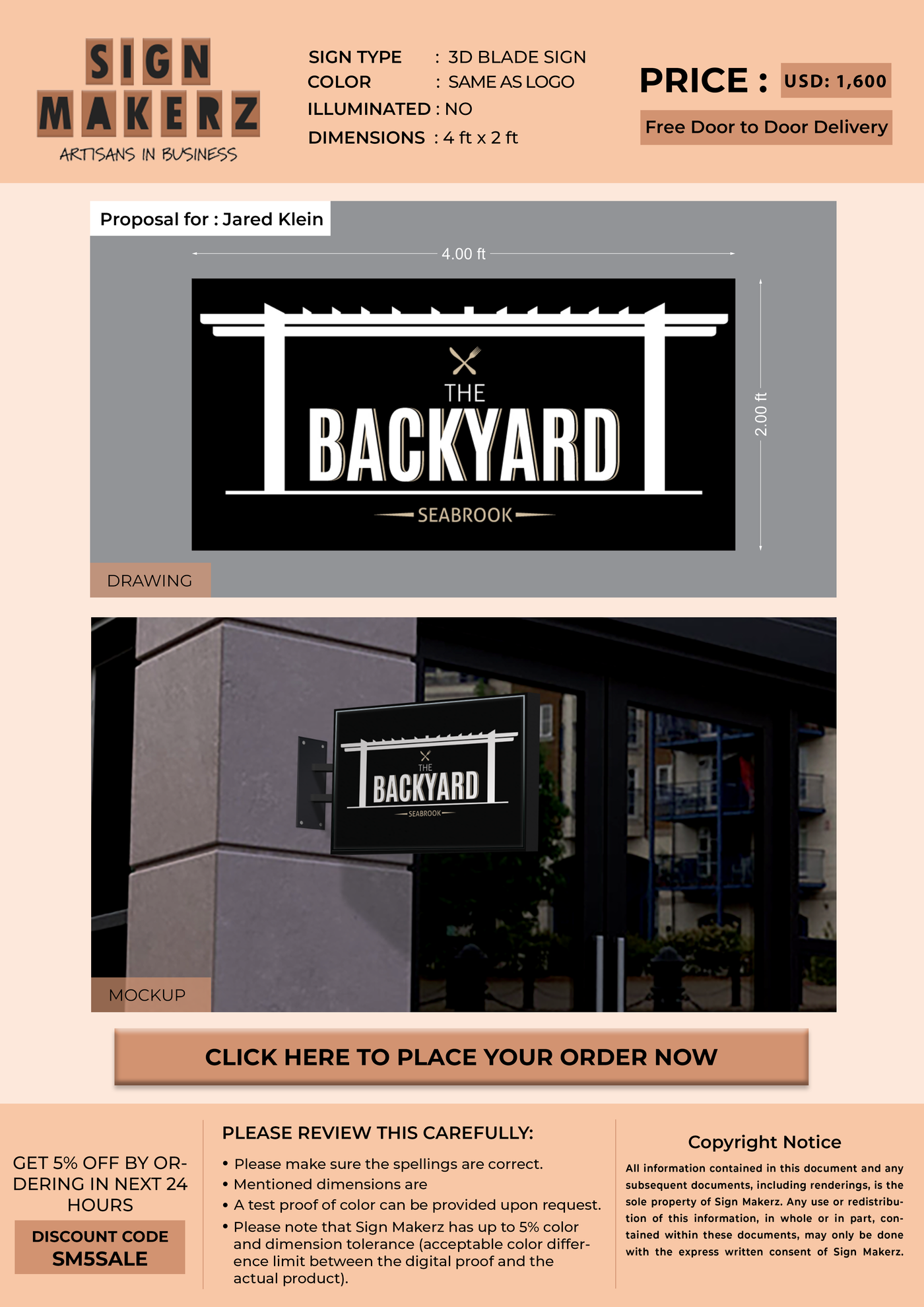 Business signage for Jared Klein