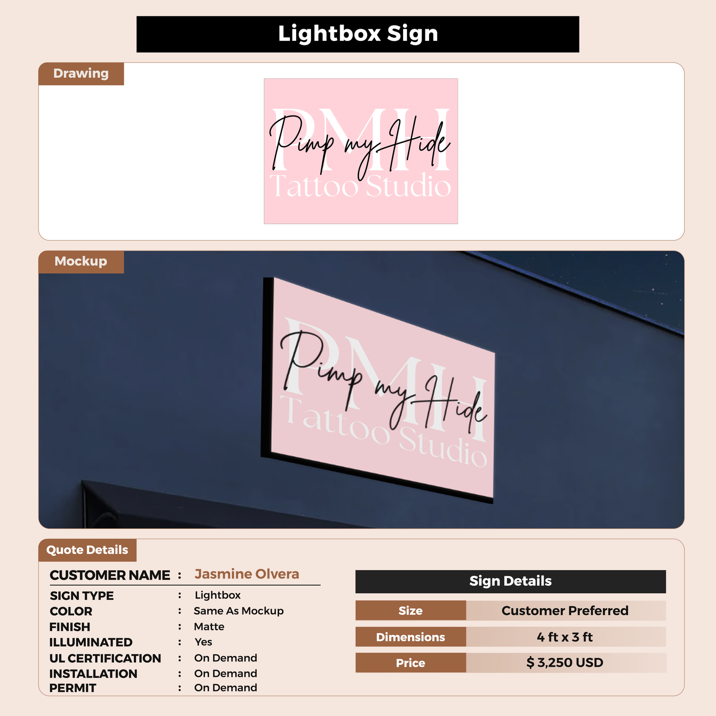 Light Box Sign for Jasmine Olvera