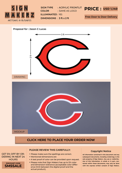 3D Acrylic Frontlit Sign for Jason C Lucas