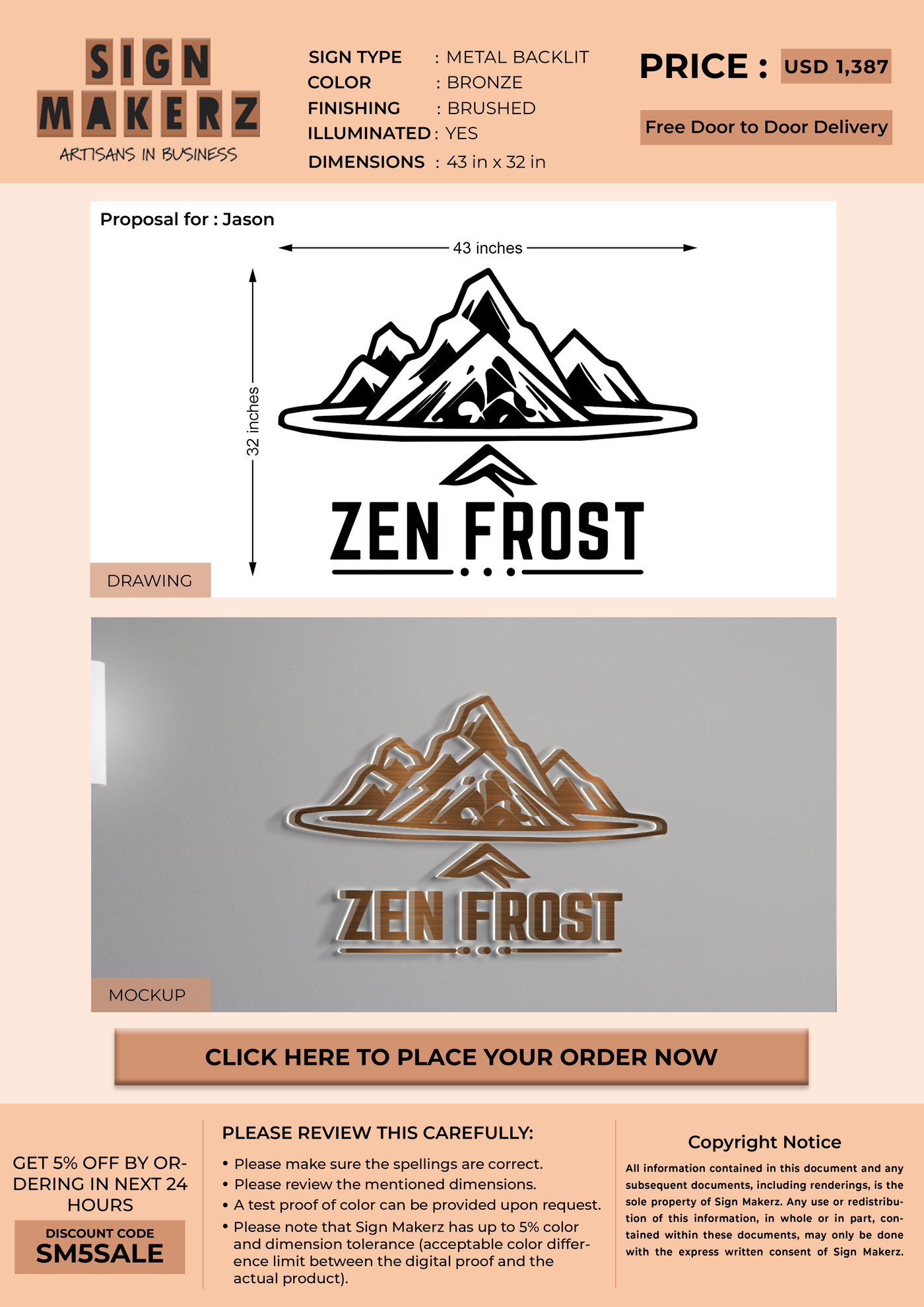 3D Metal Backlit sign fir Jason