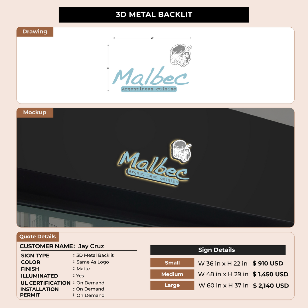 3D Metal Backlit for Jay Cruz