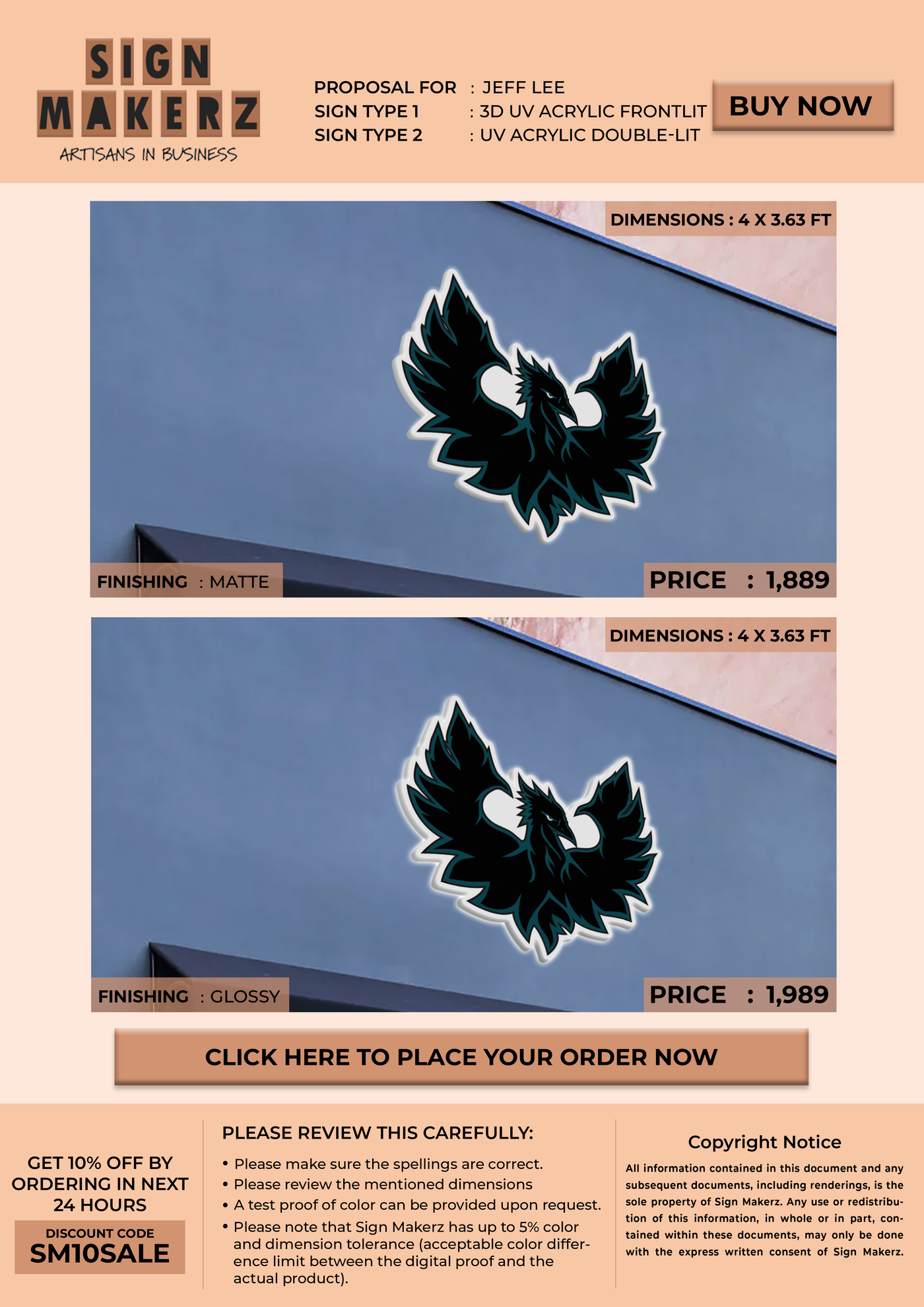 Custom Sign for Jeff Lee