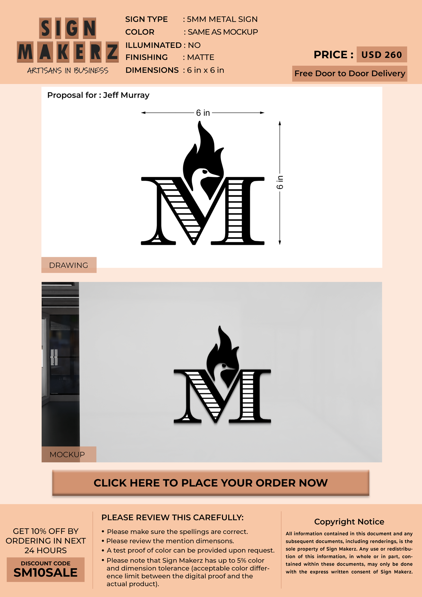 5mm metal sign for Jeff Murray