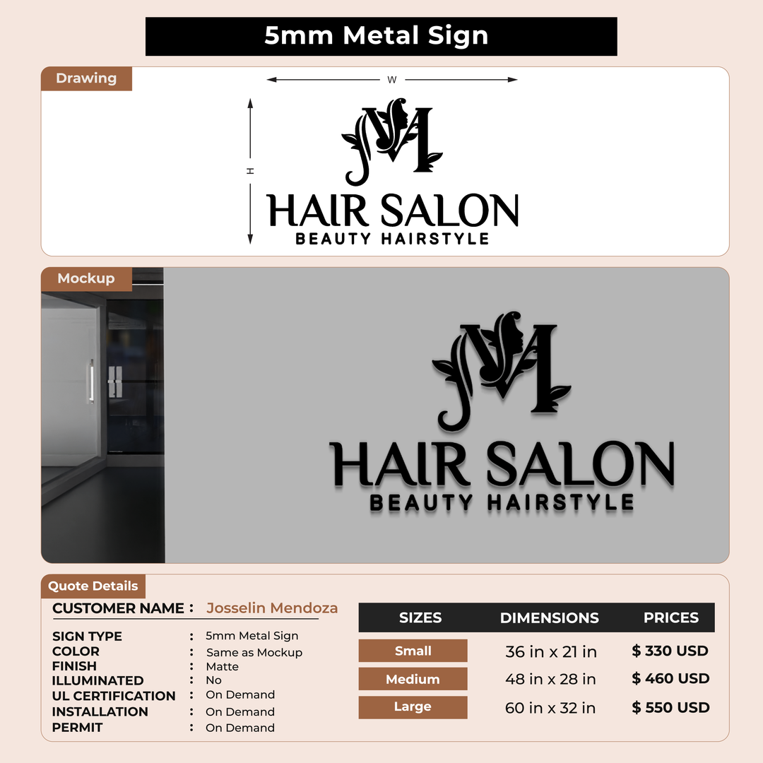Business signage for Josselin Mendoza
