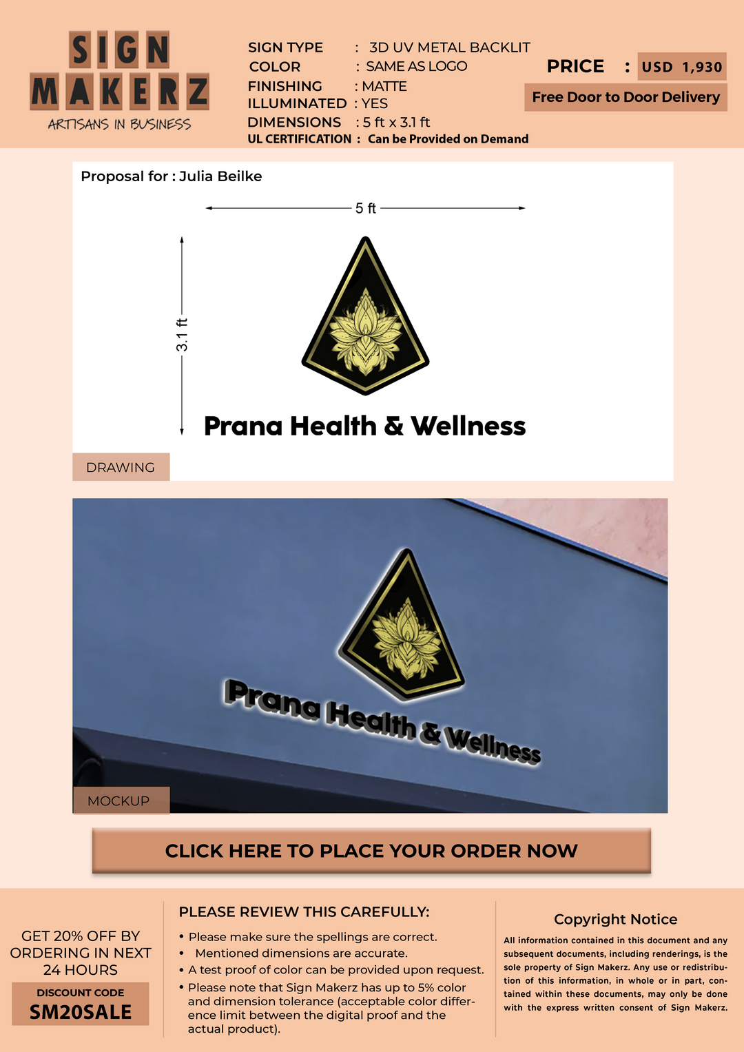 3d metal backlit for Julia Beilke