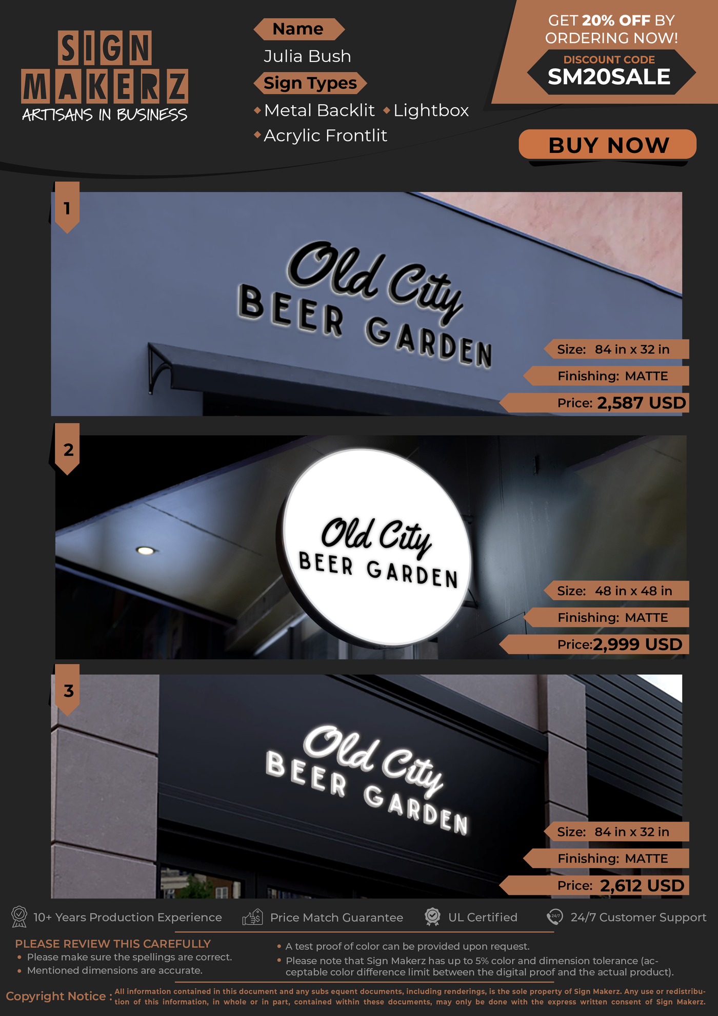 Business Signs for Julia Bush