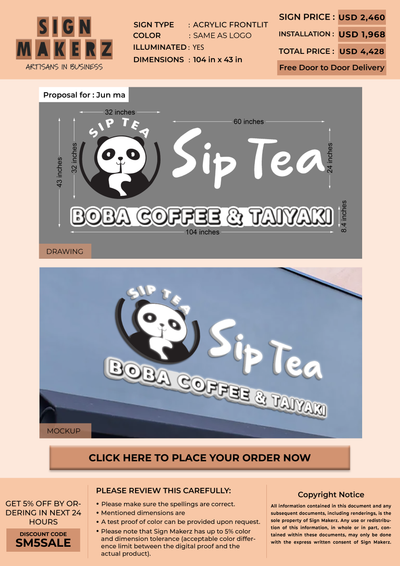 Payment Link - Custom Business Sign for Jun Ma