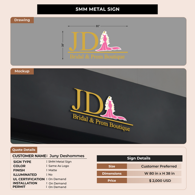 5mm Metal Sign for Juny Deshommes