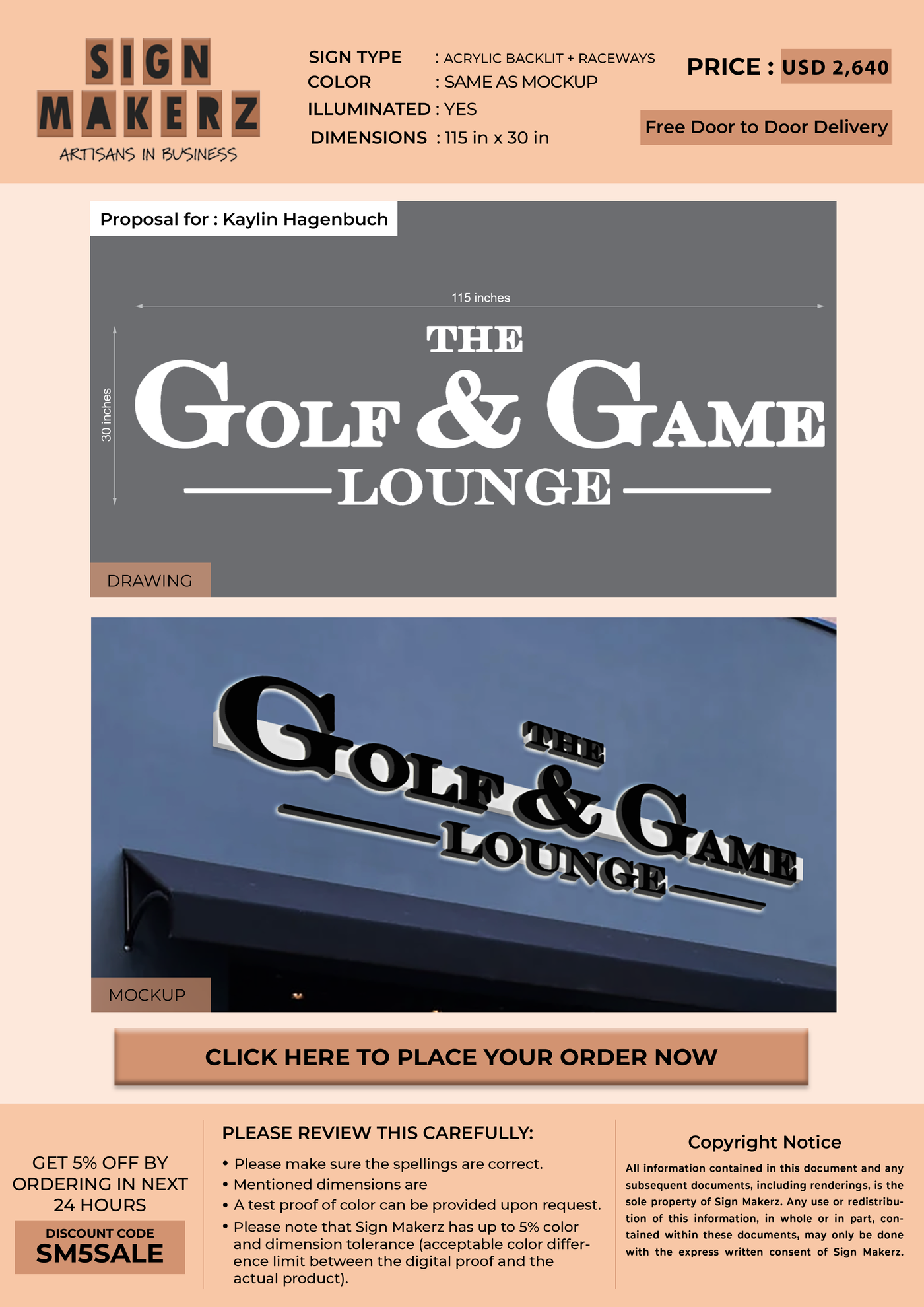 3D Acrylic Backlit with raceways Sign for Kaylin Hagenbuch