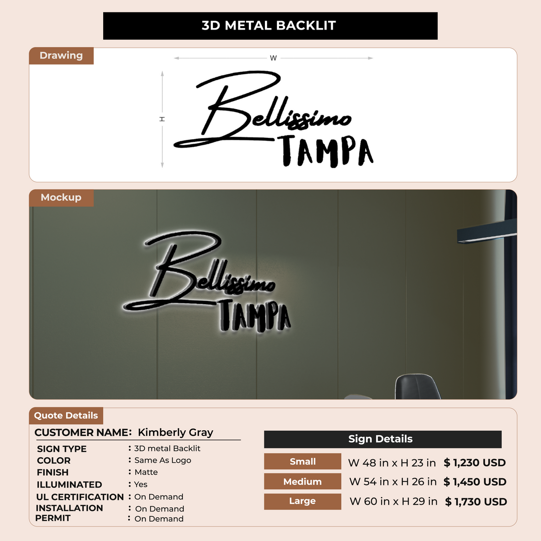 3D metal Backlit for Kimberly Gray